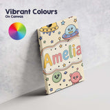 Personalised Name Cute Cartoon UFO Aliens Custom  Unique Gift Idea Elegant Feature Canvas Wall Art Print Decor Picture Ready to Hang