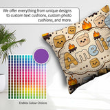 Custom Name Cute Campfire Smores Sweet Treat Seamless Pattern Square Filled Cushion Throw Pillow Sofa Bed Home Decor Zip Washable UK Made
