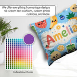 Custom Name Kawaii Fruits Smoothie Strawberry Pineapple Seamless Square Filled Cushion Throw Pillow Sofa Bed Home Decor Zip Washable UK Made