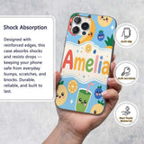 Cute Kawaii Fruits Smoothie Banana Strawberry Custom Name Protective Phone Case Mobile Cover Durable Everyday Smartphone Shock Resistant