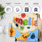 Cute Kawaii Fruits Juice Drink Strawberry Banana Orange Seamless  Personalised Custom Name Super Soft Fleece Blanket Bed Sofa Throw