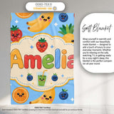 Cute Kawaii Fruits Juice Drink Strawberry Banana Orange Seamless  Personalised Custom Name Super Soft Fleece Blanket Bed Sofa Throw
