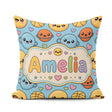 Custom Name Kawaii Planets Basketball Pattern Fun Sports Pattern Square Filled Cushion Throw Pillow Sofa Bed Home Decor Zip Washable UK Made