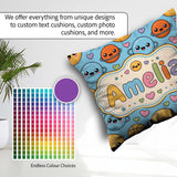 Custom Name Kawaii Planets Basketball Pattern Fun Sports Pattern Square Filled Cushion Throw Pillow Sofa Bed Home Decor Zip Washable UK Made