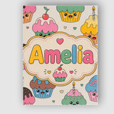Personalised Name Cute Birthday Cupcakes Custom  Unique Gift Idea Elegant Feature Canvas Wall Art Print Decor Picture Ready to Hang