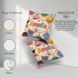 Custom Name Cute Birthday Cupcakes Candles Sweet Treats Seamless Square Filled Cushion Throw Pillow Sofa Bed Home Decor Zip Washable UK Made