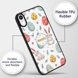 Cute Easter Bunnies Eggs Spring Floral Seamless Custom Name Protective Phone Case Mobile Cover Durable Everyday Smartphone Shock Resistant