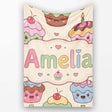 Cute Birthday Cupcakes Sweet Treat Candles Seamless Pattern Lovely  Personalised Custom Name Super Soft Fleece Blanket Bed Sofa Throw