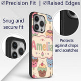 Cute Birthday Cupcakes Sweet Treat Printed Design Custom Name Protective Phone Case Mobile Cover Durable Everyday Smartphone Shock Resistant