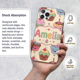 Cute Birthday Cupcakes Sweet Treat Printed Design Custom Name Protective Phone Case Mobile Cover Durable Everyday Smartphone Shock Resistant