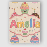 Personalised Name CuteKawaii Birthday Custom Modern Room Accent Creative Decorator Style Canvas Wall Art Print Decor Picture Ready to Hang