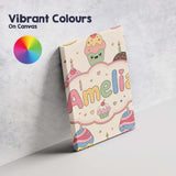 Personalised Name CuteKawaii Birthday Custom Modern Room Accent Creative Decorator Style Canvas Wall Art Print Decor Picture Ready to Hang
