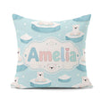 Custom Name Cute Polar Bears on Ice Floes Arctic Winter Seamless Square Filled Cushion Throw Pillow Sofa Bed Home Decor Zip Washable UK Made