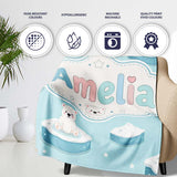 Cute Polar Bears on Ice Floes Arctic Winter Cute Animals Seamless  Personalised Custom Name Super Soft Fleece Blanket Bed Sofa Throw