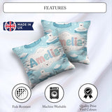Custom Name Cute Polar Bears on Ice Floes Arctic Winter Seamless Square Filled Cushion Throw Pillow Sofa Bed Home Decor Zip Washable UK Made