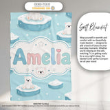 Cute Polar Bears on Ice Floes Arctic Winter Cute Animals Seamless  Personalised Custom Name Super Soft Fleece Blanket Bed Sofa Throw