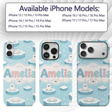 Cute Polar Bears on Ice Floes Arctic Winter Cute Custom Name Protective Phone Case Mobile Cover Durable Everyday Smartphone Shock Resistant