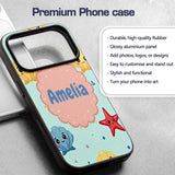 Cute Kawaii Seashells Starfish Ocean Beach Fun Custom Name Protective Phone Case Mobile Cover Durable Everyday Smartphone Shock Resistant