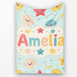 Cute Kawaii Seashells Starfish Pastel Ocean Confetti Seamless Lovely  Personalised Custom Name Super Soft Fleece Blanket Bed Sofa Throw