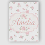 Personalised Name Soft Pink Watercolor Custom  Modern Room Accent Elegant Feature Canvas Wall Art Print Decor Picture Ready to Hang