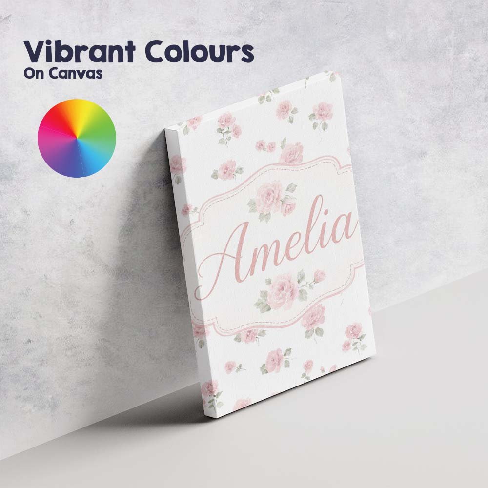 Personalised Name Soft Pink Watercolor Custom  Modern Room Accent Elegant Feature Canvas Wall Art Print Decor Picture Ready to Hang