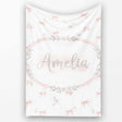 Soft Pink Bows and Roses Watercolor Floral Seamless Pattern Lovely  Personalised Custom Name Super Soft Fleece Blanket Bed Sofa Throw