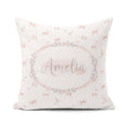 Custom Name Soft Pink Bows and Roses Watercolor Seamless Pattern Square Filled Cushion Throw Pillow Sofa Bed Home Decor Zip Washable UK Made