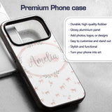 Soft Pink Bows and Roses Watercolor Floral Printed Design Custom Name Protective Phone Case Mobile Cover Durable Smartphone Shock Resistant
