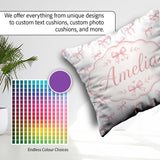 Custom Name Soft Pink Watercolor Bows Minimal Elegant Seamless Square Filled Cushion Throw Pillow Sofa Bed Home Decor Zip Washable UK Made