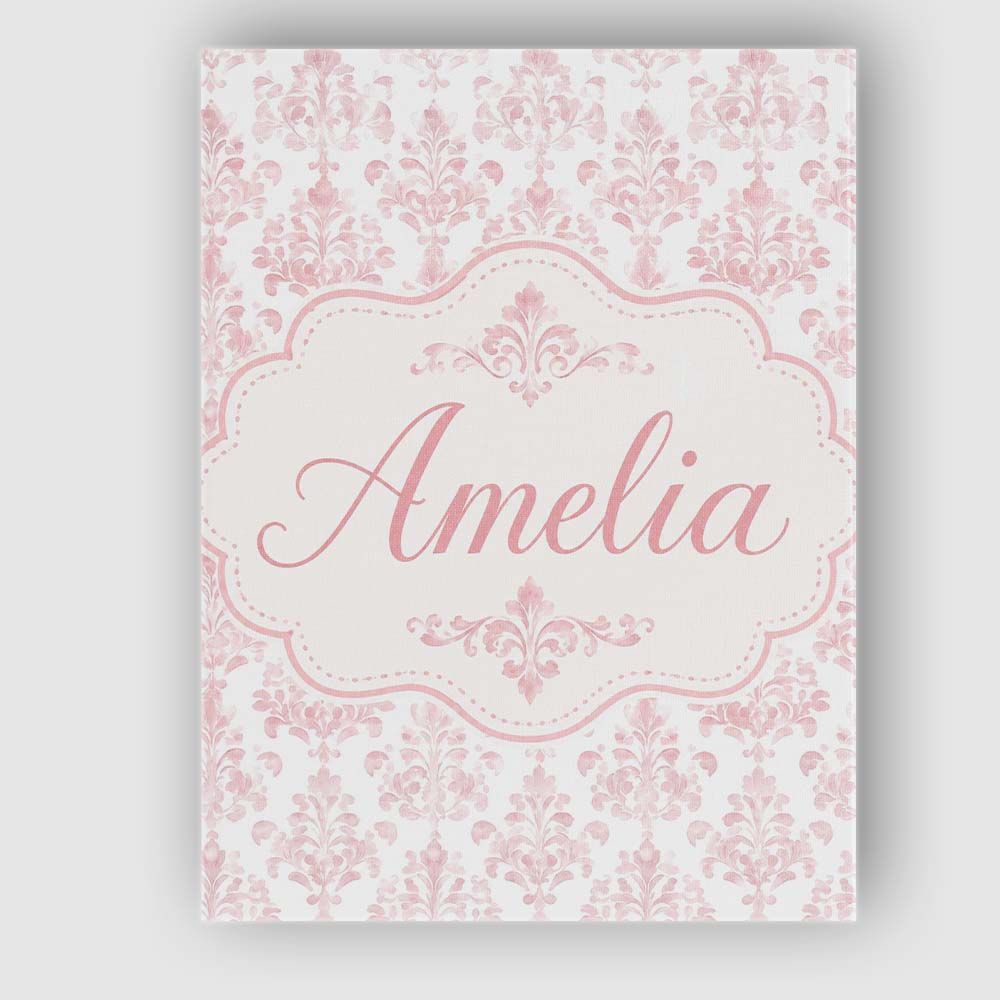 Personalised Name Soft Pink Damask Ornamental Custom Unique Gift Idea Modern Room Accent Canvas Wall Art Print Decor Picture Ready to Hang