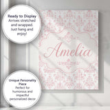 Personalised Name Soft Pink Damask Ornamental Custom Unique Gift Idea Modern Room Accent Canvas Wall Art Print Decor Picture Ready to Hang