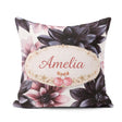 Custom Name Dark Gothic Floral Dahlia Black Pink Elegant Pattern Square Filled Cushion Throw Pillow Sofa Bed Home Decor Zip Washable UK Made