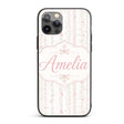 Soft Pink Floral Stripe Vintage Garden Seamless Custom Name Protective Phone Case Mobile Cover Durable Everyday Smartphone Shock Resistant