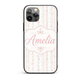 Soft Pink Floral Stripe Vintage Garden Seamless Custom Name Protective Phone Case Mobile Cover Durable Everyday Smartphone Shock Resistant