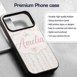 Soft Pink Floral Stripe Vintage Garden Seamless Custom Name Protective Phone Case Mobile Cover Durable Everyday Smartphone Shock Resistant