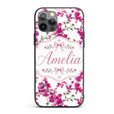 Vibrant Pink Bougainvillea Floral Vine Elegant Custom Name Protective Phone Case Mobile Cover Durable Everyday Smartphone Shock Resistant