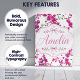 Personalised Name Vibrant Pink Bougainvillea Custom Bespoke  Contemporary Display Canvas Wall Art Print Decor Picture Ready to Hang