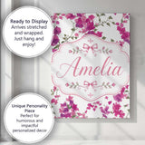 Personalised Name Vibrant Pink Bougainvillea Custom Bespoke  Contemporary Display Canvas Wall Art Print Decor Picture Ready to Hang