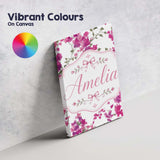 Personalised Name Vibrant Pink Bougainvillea Custom Bespoke  Contemporary Display Canvas Wall Art Print Decor Picture Ready to Hang