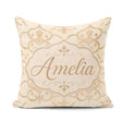Custom Name Neutral Beige Moroccan Tile Elegant Seamless Pattern Square Filled Cushion Throw Pillow Sofa Bed Home Decor Zip Washable UK Made