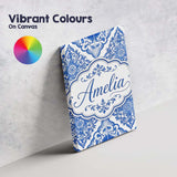 Personalised Name Blue Portuguese Azulejo Custom  Unique Gift Idea Elegant Feature Canvas Wall Art Print Decor Picture Ready to Hang