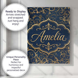 Personalised Name Luxury Gold Floral Vine Custom  Unique Gift Idea Elegant Feature Canvas Wall Art Print Decor Picture Ready to Hang