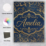 Personalised Name Luxury Gold Floral Vine Custom  Unique Gift Idea Elegant Feature Canvas Wall Art Print Decor Picture Ready to Hang