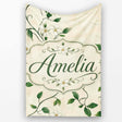 Delicate White Floral Vine on Textured Beige Elegant Seamless Lovely  Personalised Custom Name Super Soft Fleece Blanket Bed Sofa Throw