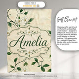 Delicate White Floral Vine on Textured Beige Elegant Seamless Lovely  Personalised Custom Name Super Soft Fleece Blanket Bed Sofa Throw