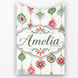 Festive Christmas Ornament Watercolor Hanging Baubles Seamless  Personalised Custom Name Super Soft Fleece Blanket Bed Sofa Throw