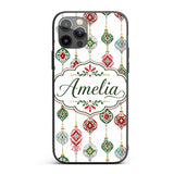 Festive Christmas Ornament Watercolor Hanging Custom Name Protective Phone Case Mobile Cover Durable Everyday Smartphone Shock Resistant