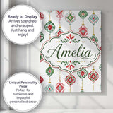 Personalised Name Festive Christmas Ornament Custom Bespoke  Contemporary Display Canvas Wall Art Print Decor Picture Ready to Hang