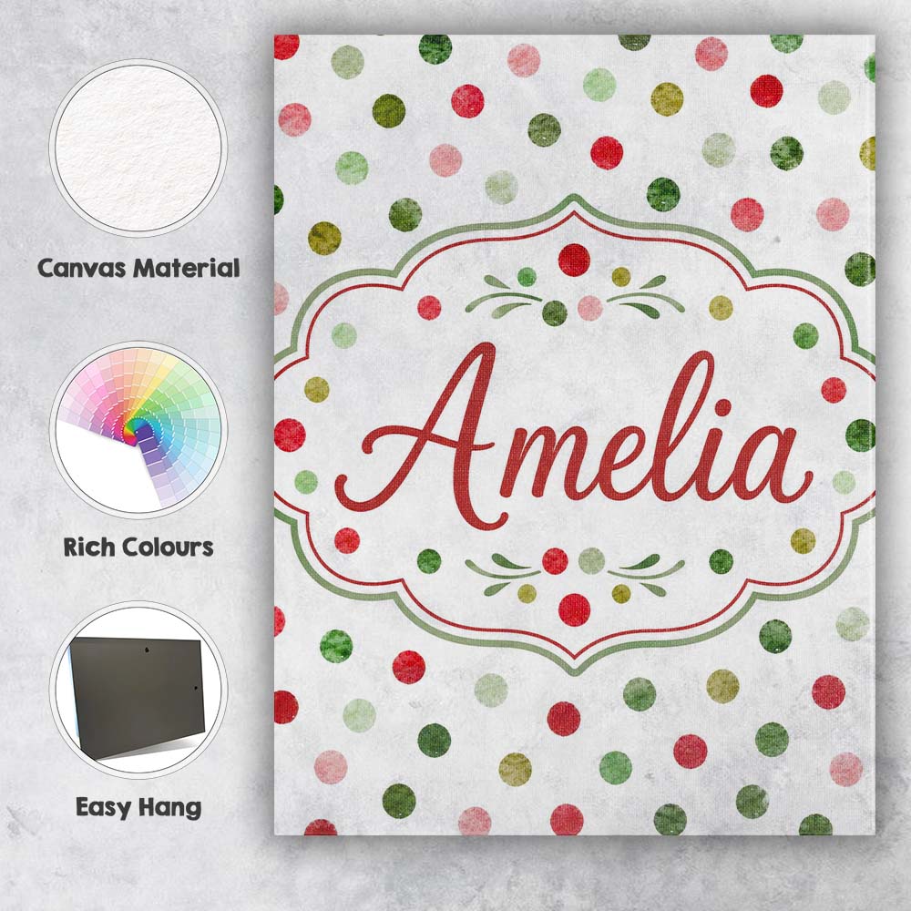Personalised Name Watercolor Red Green Custom  Modern Room Accent Elegant Feature Canvas Wall Art Print Decor Picture Ready to Hang