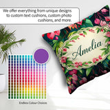 Custom Name Pink Bleeding Heart Flowers Botanical Floral Pattern Square Filled Cushion Throw Pillow Sofa Bed Home Decor Zip Washable UK Made
